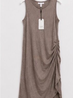 Leith Nordstrom NWT Tan Dusk Heather Ruched Midi Dress XL